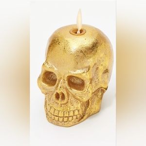 GOLD skull Luminara Flameless candle Halloween